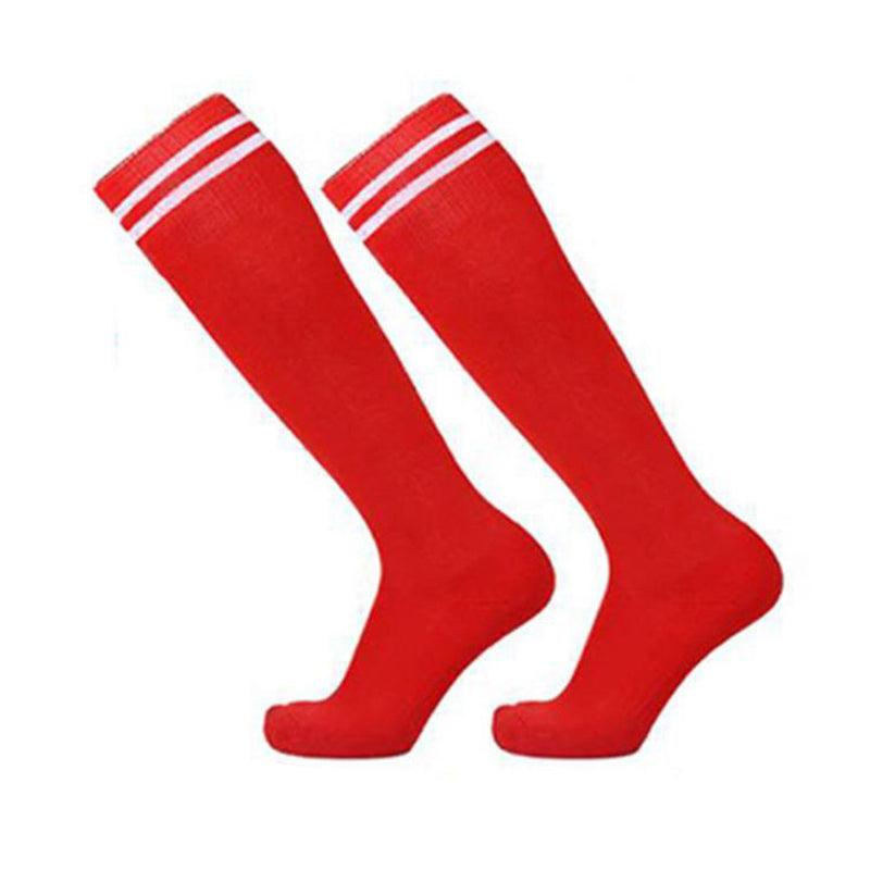Mens Womens Sports Breathable Tube Long High Socks Knee Warm Casual Footy Soccer - Rose Red