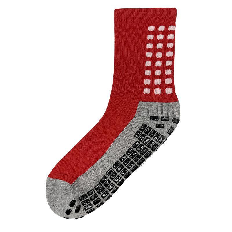 Anti-Slip Sports Socks with PVC Grip Dots for Soccer Basketball and Training Use - White