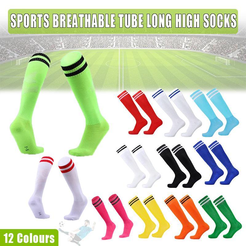 Mens Womens Sports Breathable Tube Long High Socks Knee Warm Casual Footy Soccer - White
