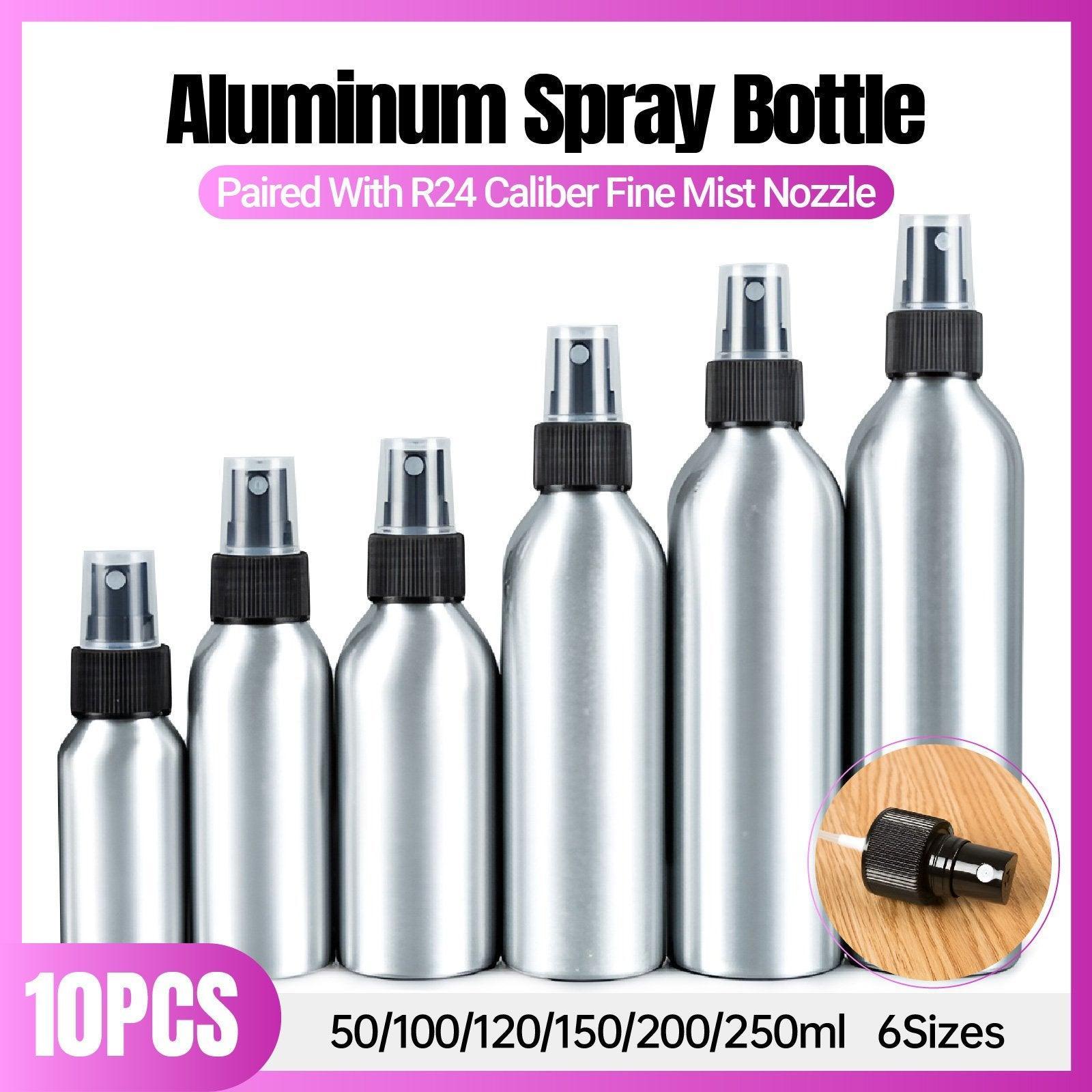 10pcs Travel Size Refillable Aluminum Spray Bottles Toner Cleaning Solution Mist - 10pcs-150ml
