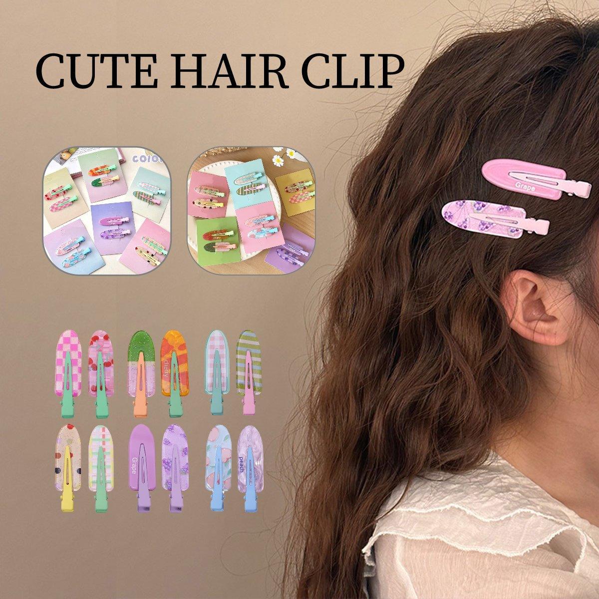 2PCS Juice Series Hair Clip Makeup Hair Accessories Colourful Hair Barrettes - Cherry