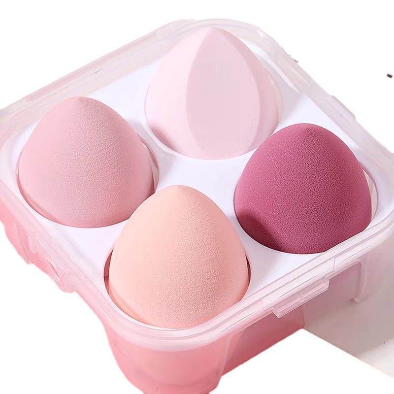 4PCS Value Makeup Foundation Blender Sponge Blending Puff Cosmetic Beauty Eggs - Pink