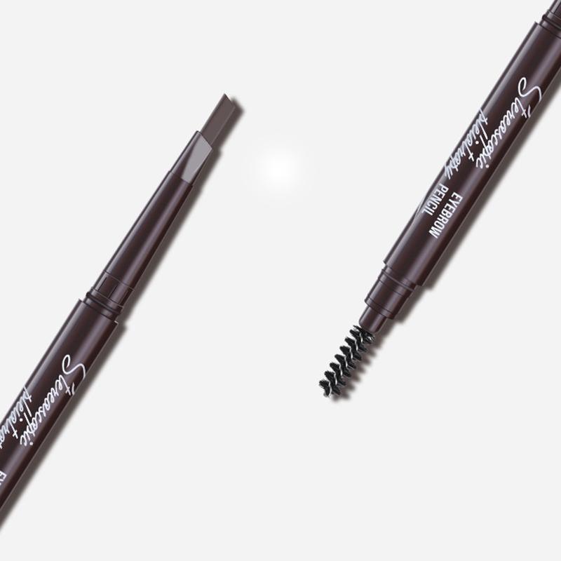 Eyebrow Pencil Dual-Ended Waterproof Retractable Slant Eye Makeup Cosmetic Tool - Black