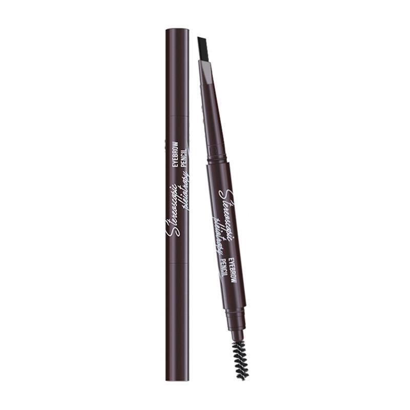 Eyebrow Pencil Dual-Ended Waterproof Retractable Slant Eye Makeup Cosmetic Tool - Brown
