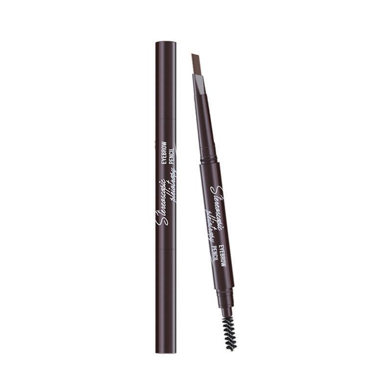 Eyebrow Pencil Dual-Ended Waterproof Retractable Slant Eye Makeup Cosmetic Tool - Grey