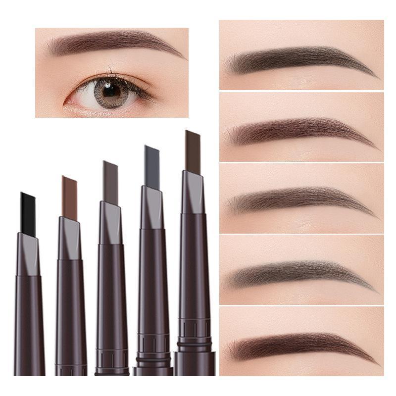 Eyebrow Pencil Dual-Ended Waterproof Retractable Slant Eye Makeup Cosmetic Tool - Dark Brown