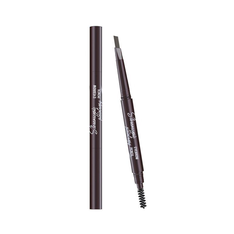 Eyebrow Pencil Dual-Ended Waterproof Retractable Slant Eye Makeup Cosmetic Tool - Dark Brown