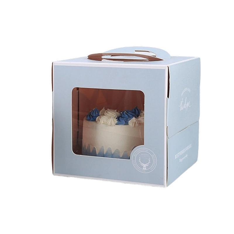 30PCS Grey Portable Cake Boxes Display Window Packing Case with Handle Birthday - 6 inch