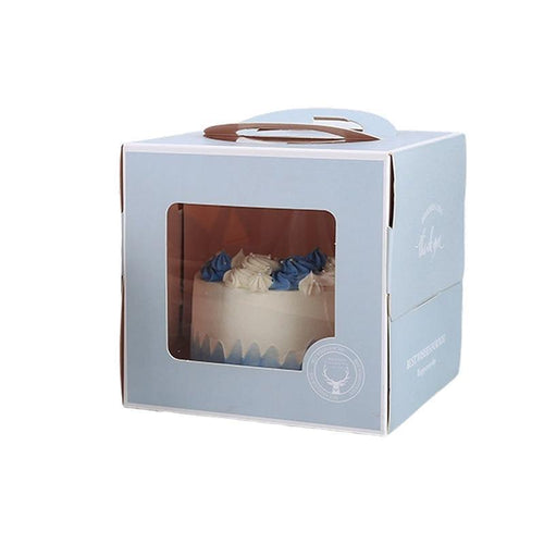 30PCS Grey Portable Cake Boxes Display Window Packing Case with Handle Birthday - 6 inch