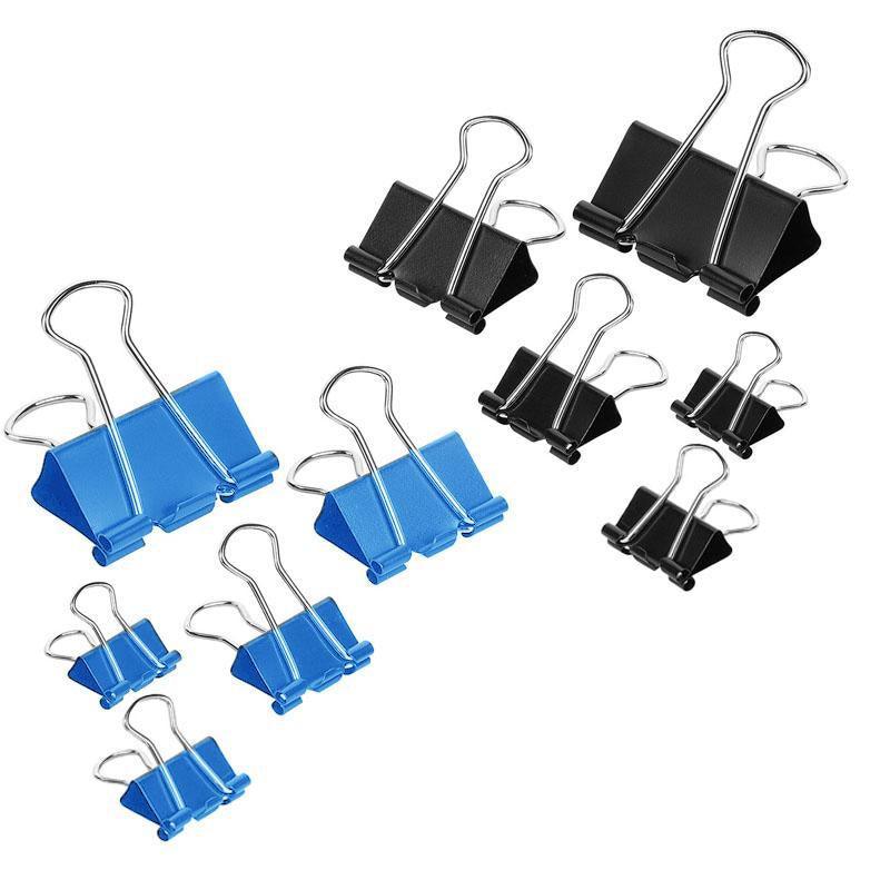 20PCS Black Bulldog Foldback Clips Document Paper Clamps Multiple Sizes - Black 19mm