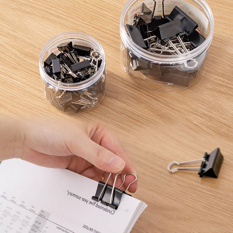 20PCS Black Bulldog Foldback Clips Document Paper Clamps Multiple Sizes - Blue 19mm