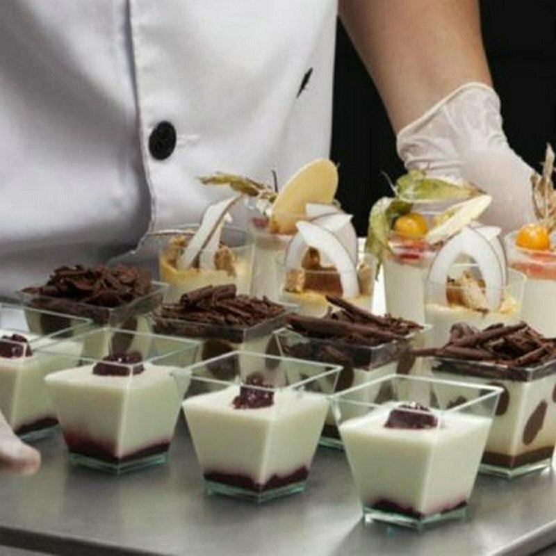 40-50 Pcs Mousse Cake Dessert Cups Clear Plastic Sample Drink Wine Jelly Tumbler - 40PCS-Square-70*42MM