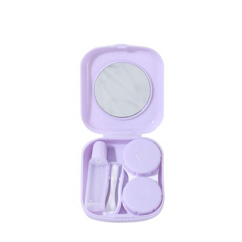 Pocket Plastic Mini Contact Lens Case Kit Outdoor Travel Holder Mirror Container - Blue