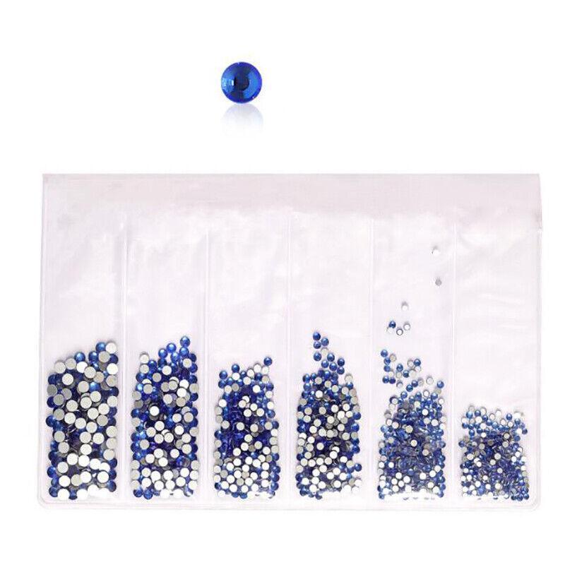1440Pcs Glitter Rhinestones Crystal Clear Flat Bottom Glass Nail Art Nail Drill - AB
