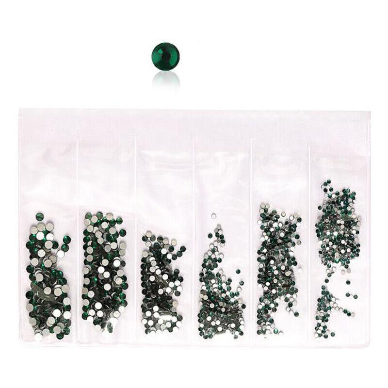 1440Pcs Glitter Rhinestones Crystal Clear Flat Bottom Glass Nail Art Nail Drill - AB