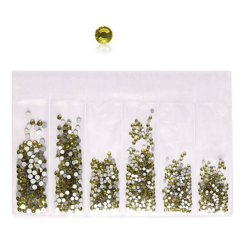 1440Pcs Glitter Rhinestones Crystal Clear Flat Bottom Glass Nail Art Nail Drill - Colourful