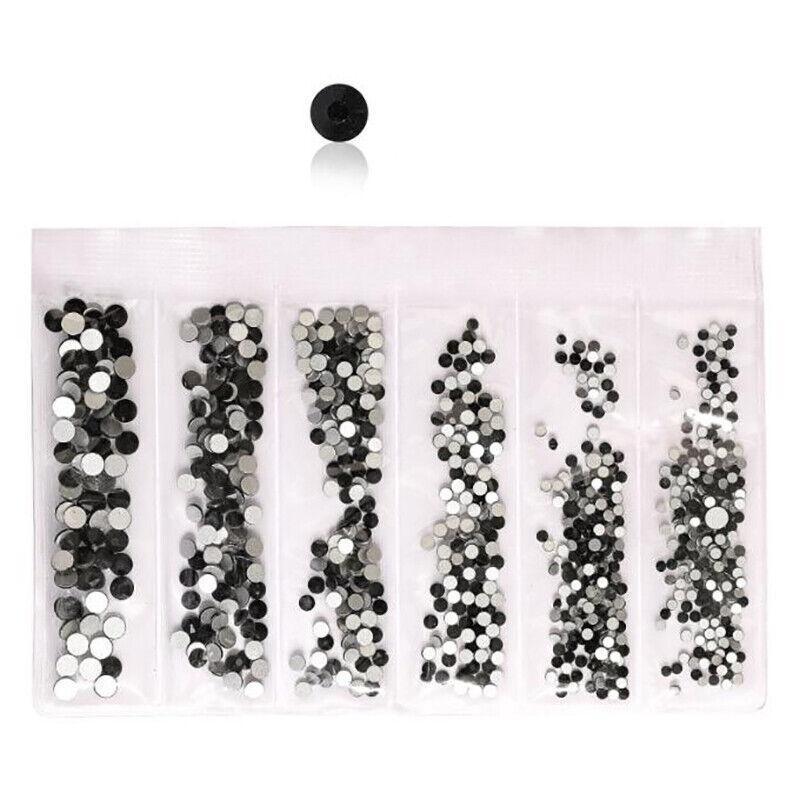 1440Pcs Glitter Rhinestones Crystal Clear Flat Bottom Glass Nail Art Nail Drill - Gold