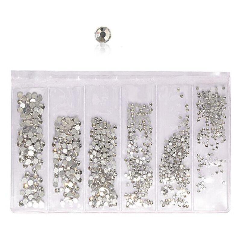 1440Pcs Glitter Rhinestones Crystal Clear Flat Bottom Glass Nail Art Nail Drill - Starry