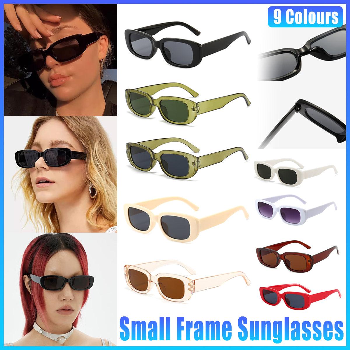 Unisex Fashion Small Frame Sunglasses Colorful Rectangle Glasses Shades Goggles - Champagne Frame+Brown Lens