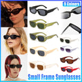 Unisex Fashion Small Frame Sunglasses Colorful Rectangle Glasses Shades Goggles - White Frame+Black Lens