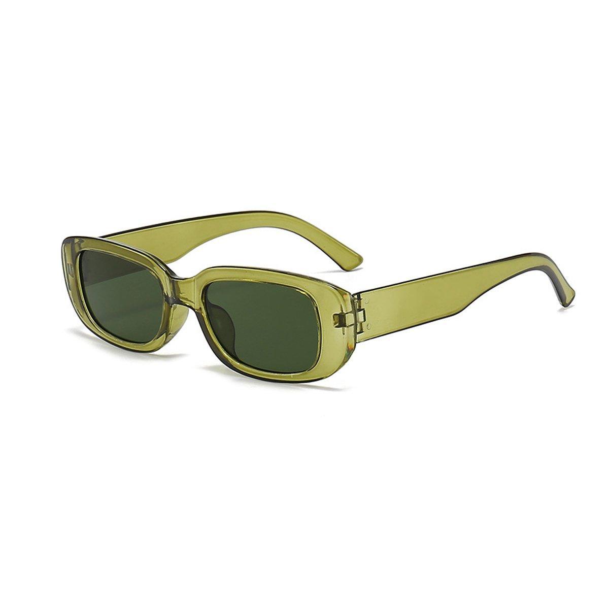 Unisex Fashion Small Frame Sunglasses Colorful Rectangle Glasses Shades Goggles - White Frame+Black Lens