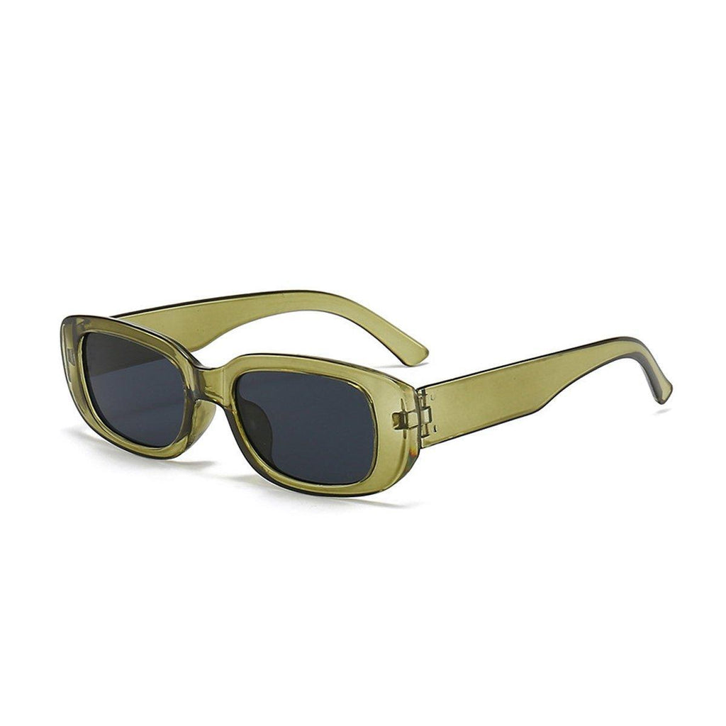 Unisex Fashion Small Frame Sunglasses Colorful Rectangle Glasses Shades Goggles - White Frame+Black Lens
