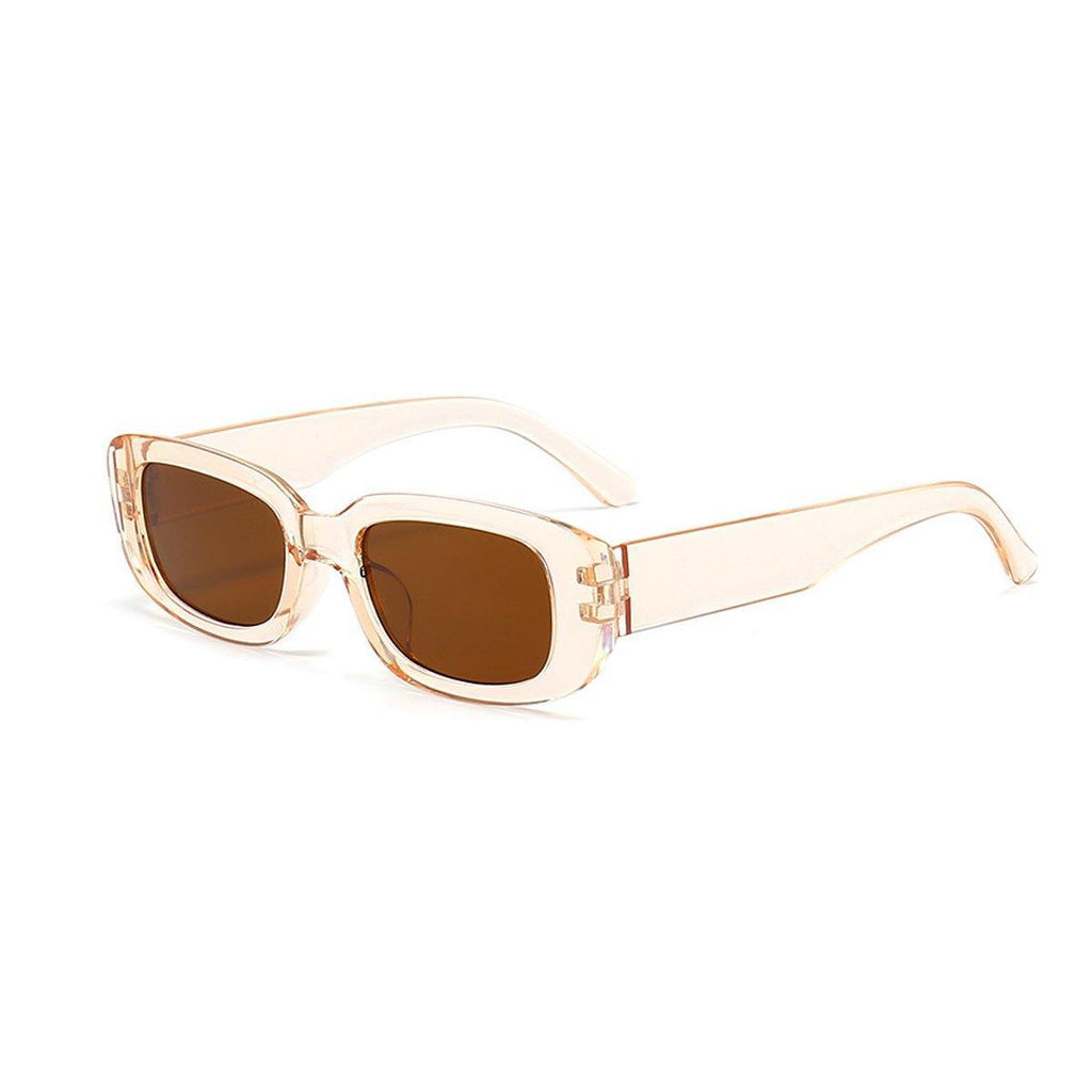 Unisex Fashion Small Frame Sunglasses Colorful Rectangle Glasses Shades Goggles - Black Frame+Black Lens