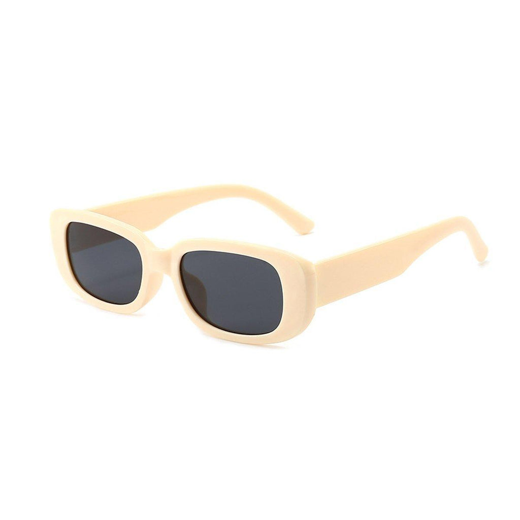 Unisex Fashion Small Frame Sunglasses Colorful Rectangle Glasses Shades Goggles - Black Frame+Black Lens