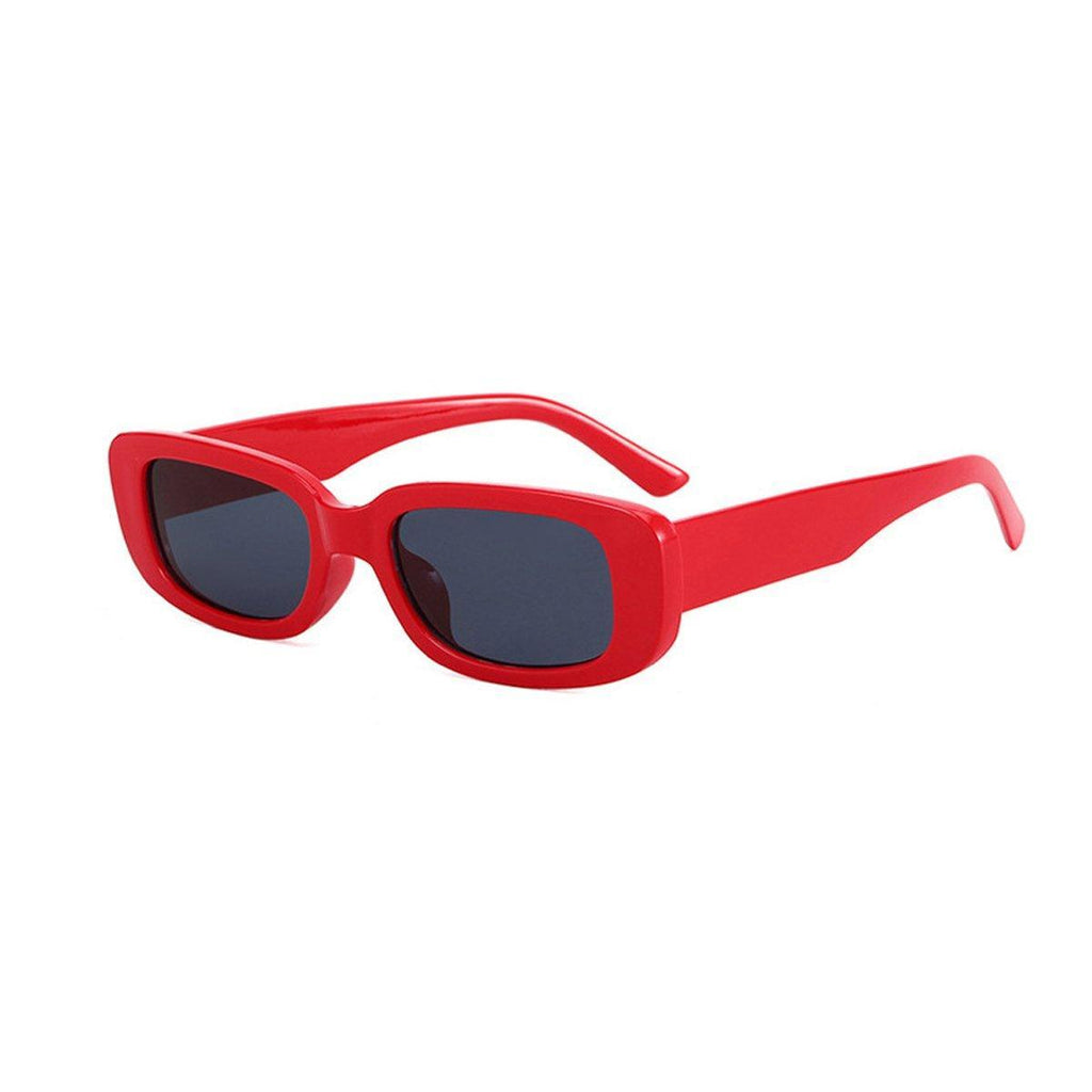 Unisex Fashion Small Frame Sunglasses Colorful Rectangle Glasses Shades Goggles - Black Frame+Black Lens