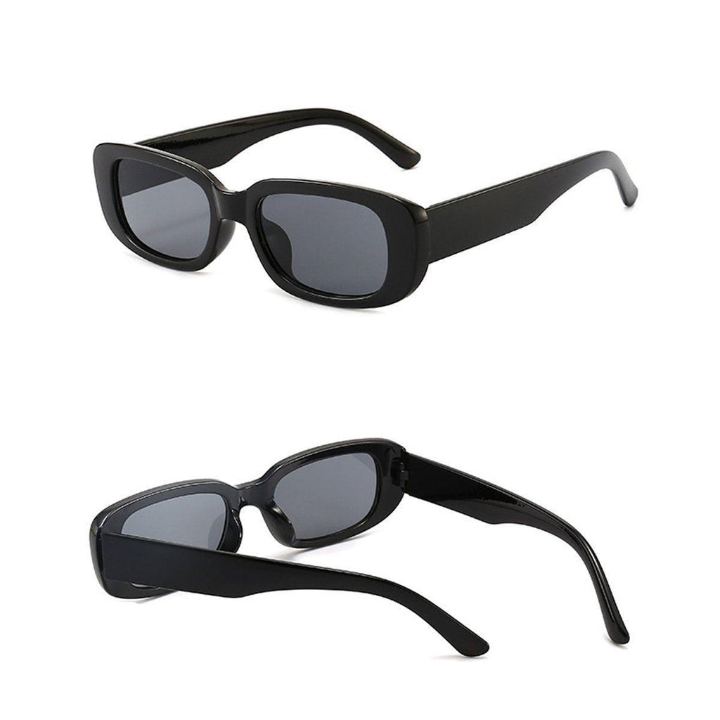 Unisex Fashion Small Frame Sunglasses Colorful Rectangle Glasses Shades Goggles - White Frame+Purple Lens
