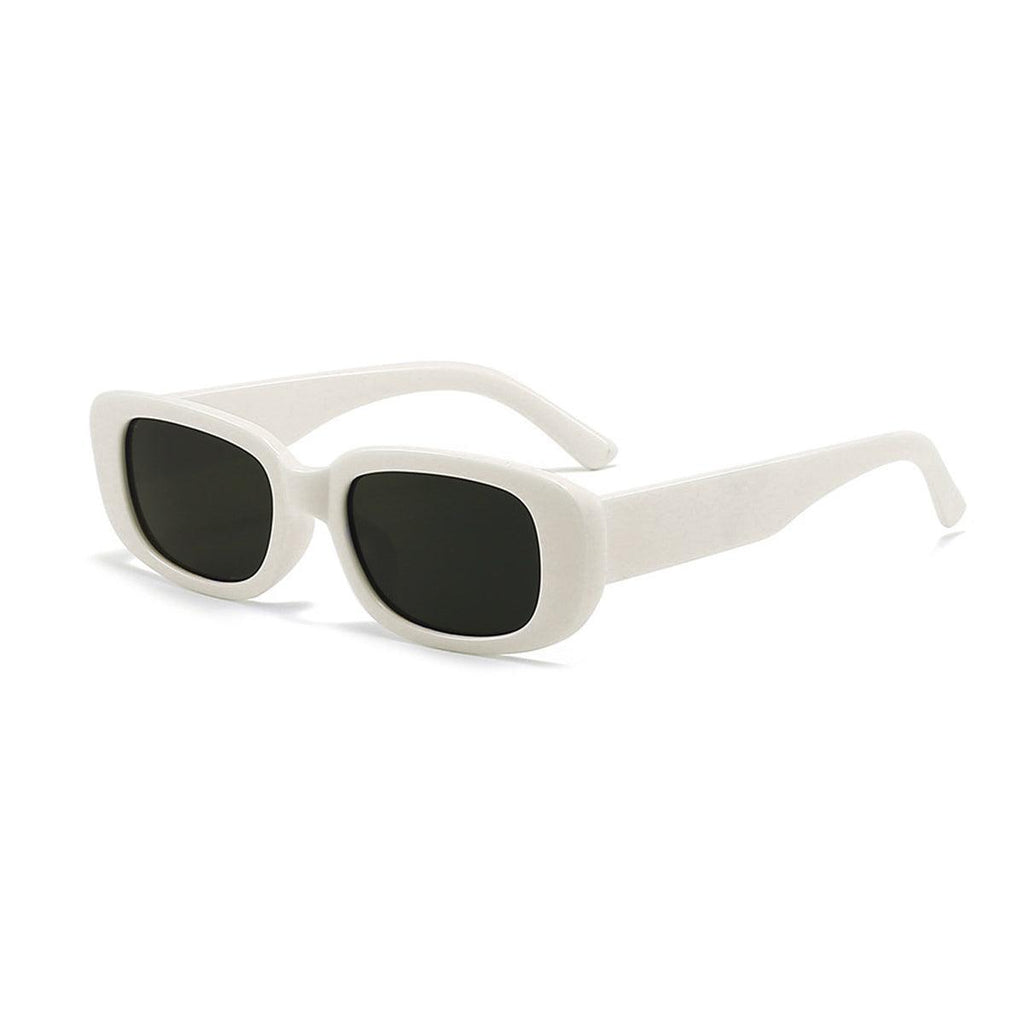 Unisex Fashion Small Frame Sunglasses Colorful Rectangle Glasses Shades Goggles - White Frame+Purple Lens