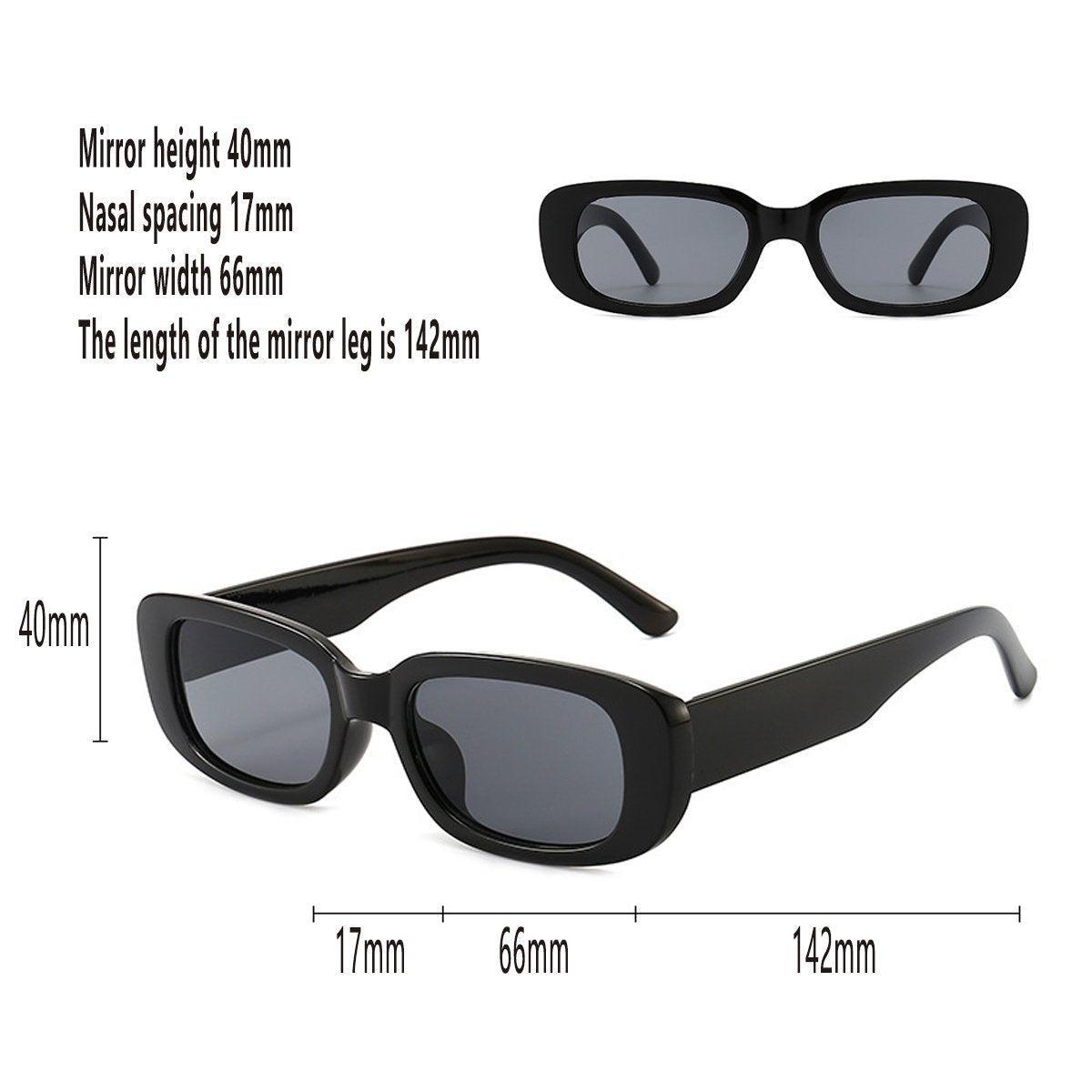 Unisex Fashion Small Frame Sunglasses Colorful Rectangle Glasses Shades Goggles - Red Frame+Grey Lens
