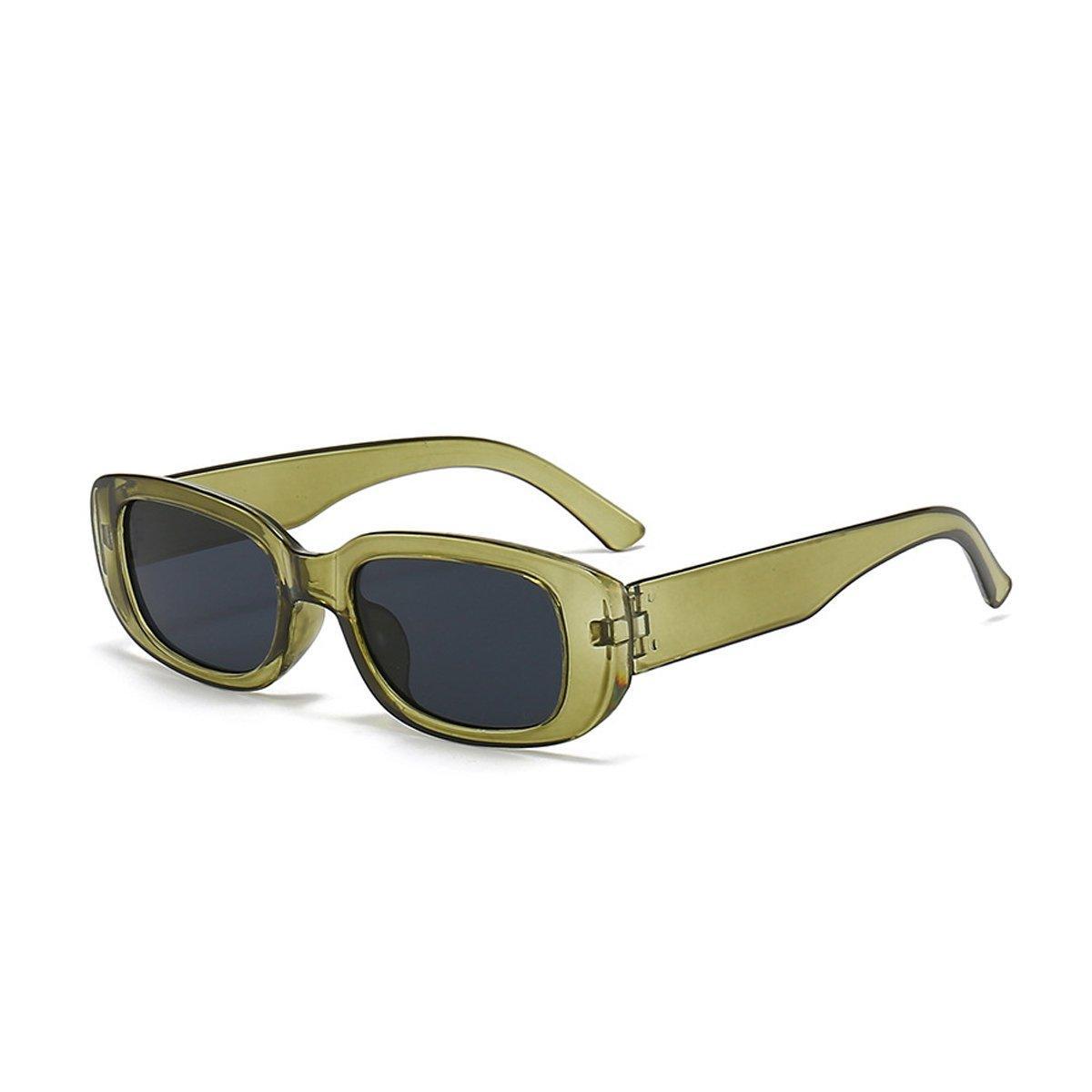 Unisex Fashion Small Frame Sunglasses Colorful Rectangle Glasses Shades Goggles - Red Frame+Grey Lens