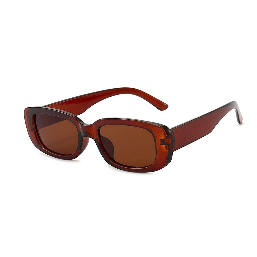 Unisex Fashion Small Frame Sunglasses Colorful Rectangle Glasses Shades Goggles - Red Frame+Grey Lens