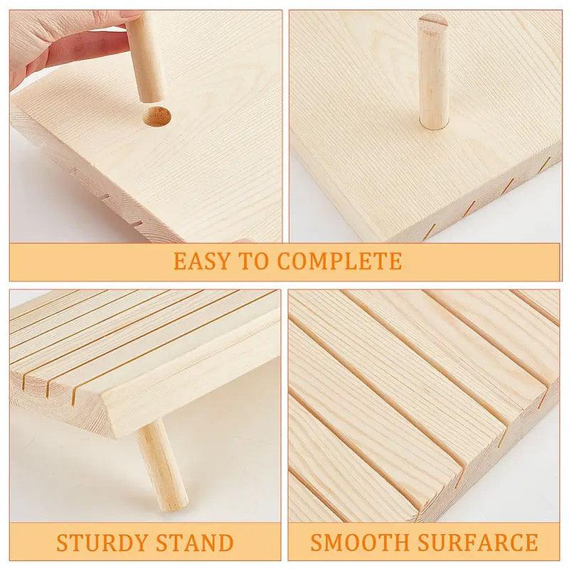Wooden Earrings and Studs Display Rack Jewellery Organizer Stand 7 Slots Storage - Beige
