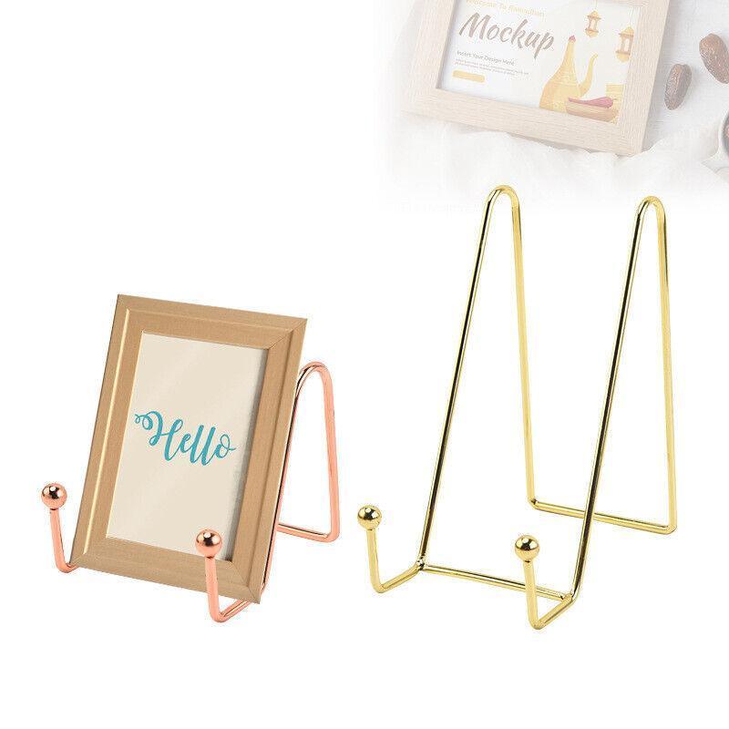 Iron Display Stand Dish Rack-Plate Bowl Picture Frame Photo Book Pedestal Holder - Gold-L