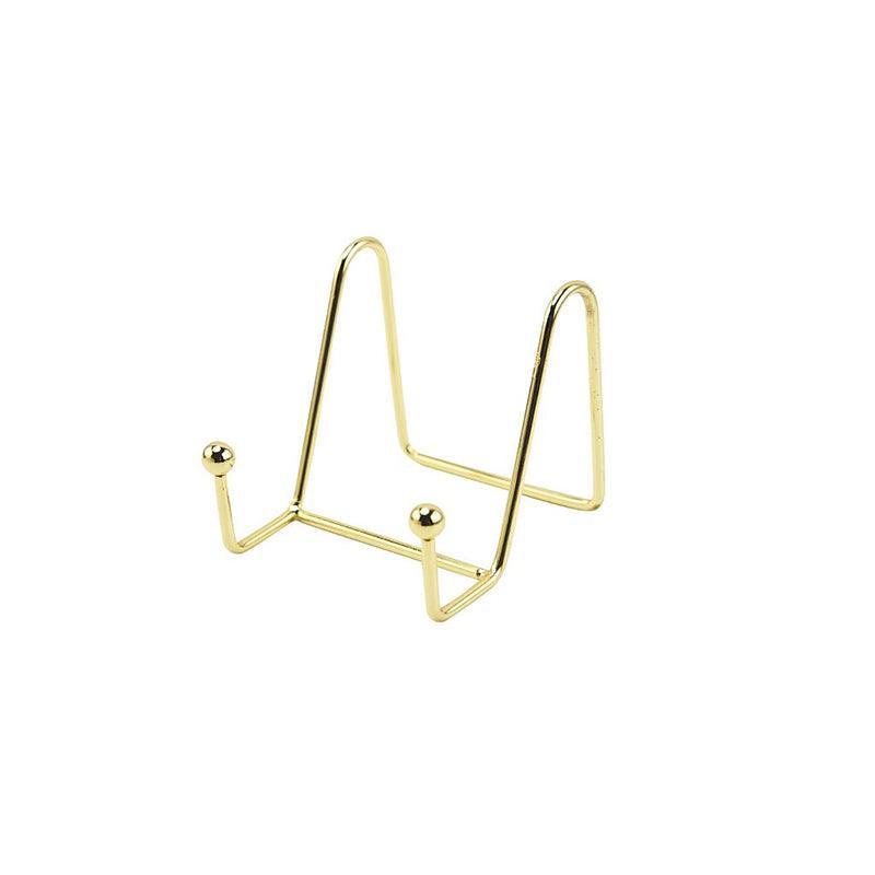 Iron Display Stand Dish Rack-Plate Bowl Picture Frame Photo Book Pedestal Holder - Gold-L