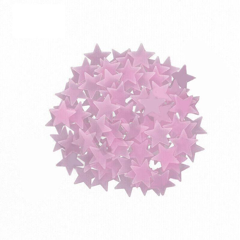 100 Pieces Glow-in-the-Dark Luminous Star Wall Stickers for Bedroom or Ceiling Decor - Green