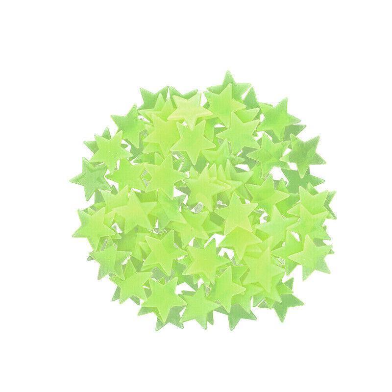100 Pieces Glow-in-the-Dark Luminous Star Wall Stickers for Bedroom or Ceiling Decor - Pink