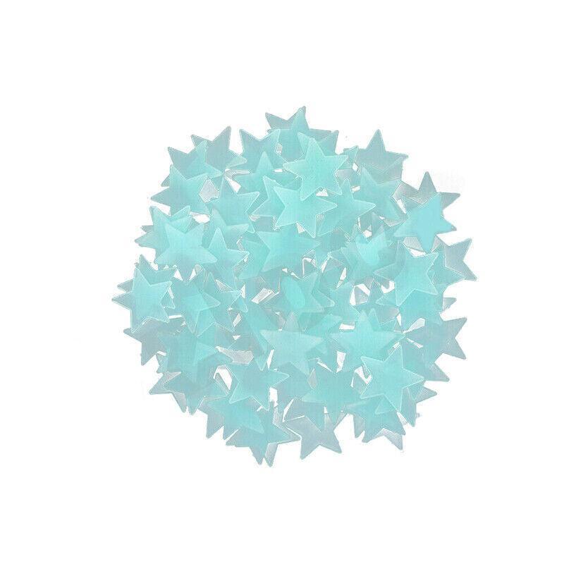 100 Pieces Glow-in-the-Dark Luminous Star Wall Stickers for Bedroom or Ceiling Decor - Pink
