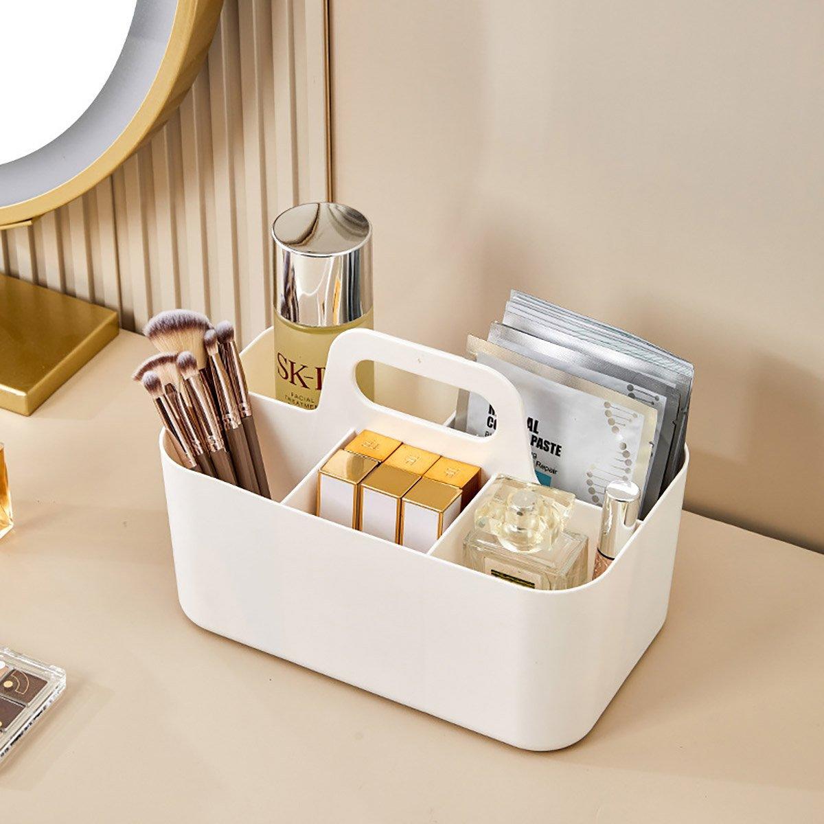 Multi Functional Desktop Organizer Compartmentalized Storage Box Portable Basket - Pink