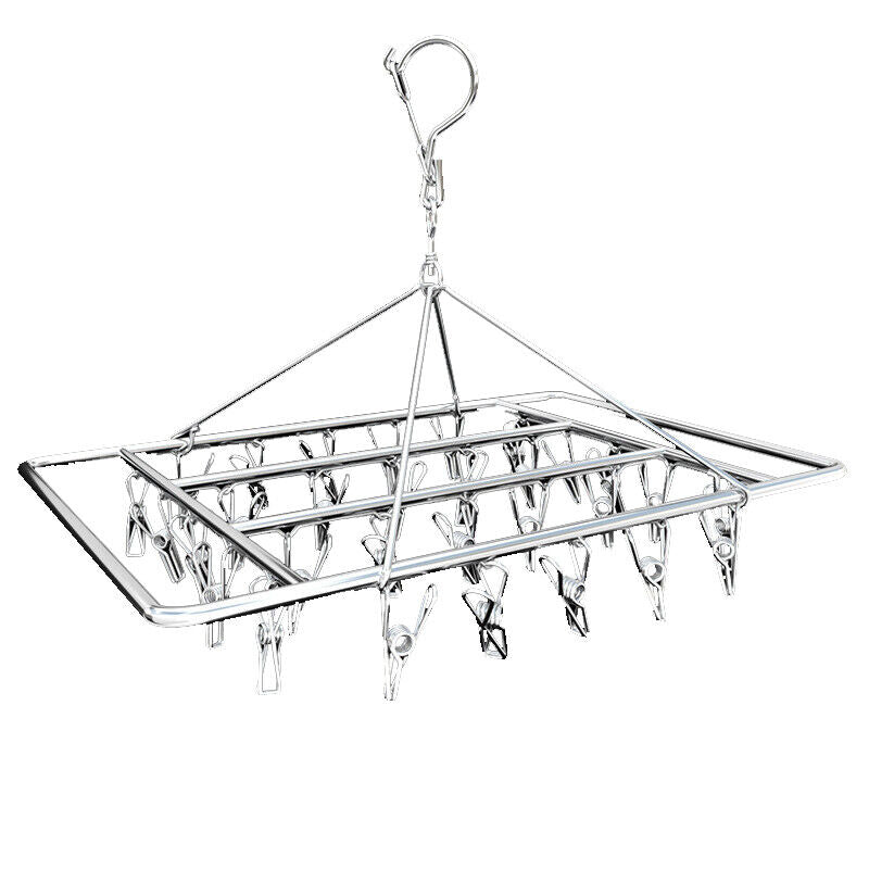 30/40/55 Pegs Stainless Steel Laundry Sock Underwear Clothes Dryer Rack Hanger - 30Pegs