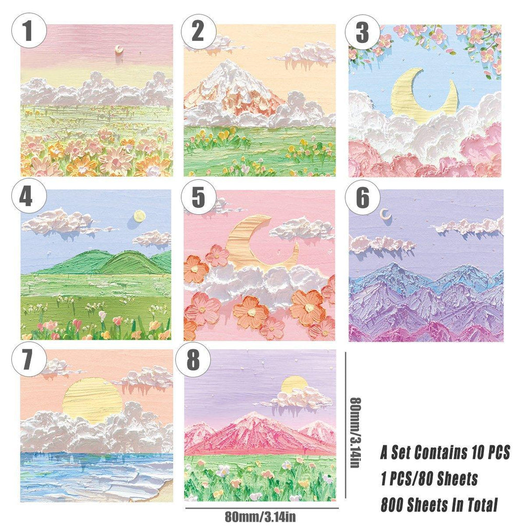 800 Sheets Colorful Oil Painting Sticky Notes Memo Pads Self-Adhesive Notes - 5#