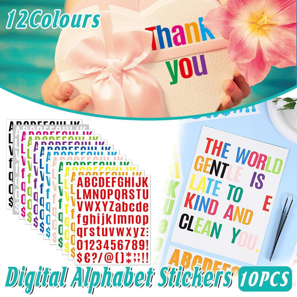 10pcs Letter Stickers Colorful DIY Scrapbooking Water Bottle Greeting Cards - Rose Red