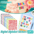 10pcs Letter Stickers Colorful DIY Scrapbooking Water Bottle Greeting Cards - Rose Red