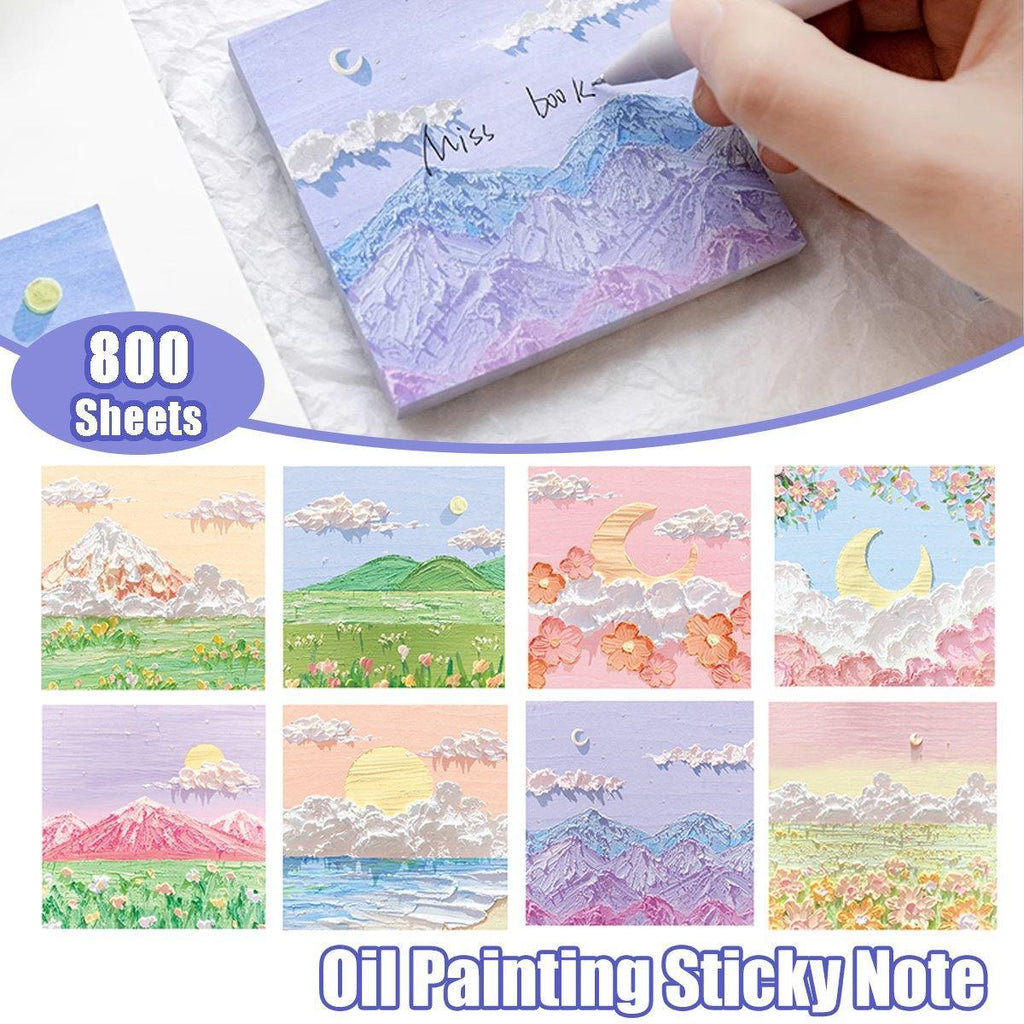 800 Sheets Colorful Oil Painting Sticky Notes Memo Pads Self-Adhesive Notes - 6#