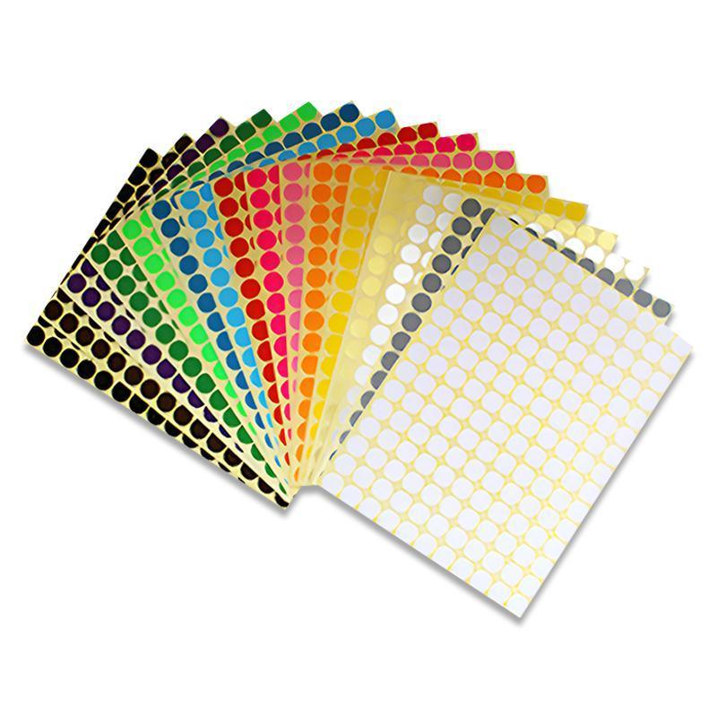 8mm to 50mm Round Dot Stickers Coloured Paper Labels Circles Dot Adhesive Sticky - 13mm 132 Dots -16 Sheets