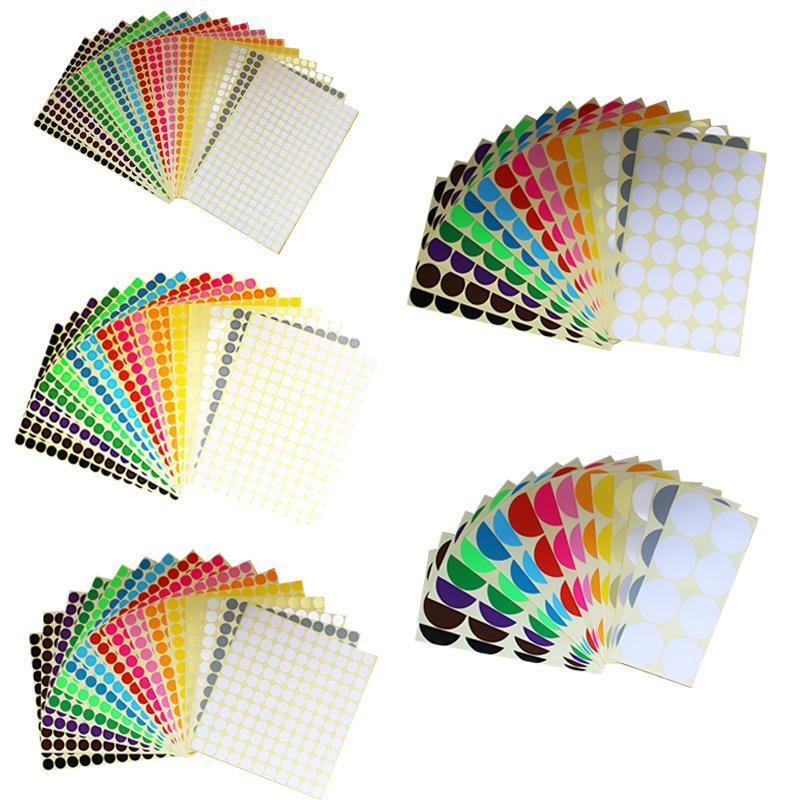 8mm to 50mm Round Dot Stickers Coloured Paper Labels Circles Dot Adhesive Sticky - 50mm 8 Dots -16 Sheets