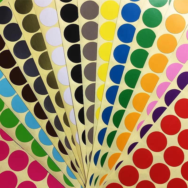 8mm to 50mm Round Dot Stickers Coloured Paper Labels Circles Dot Adhesive Sticky - 50mm 8 Dots -16 Sheets