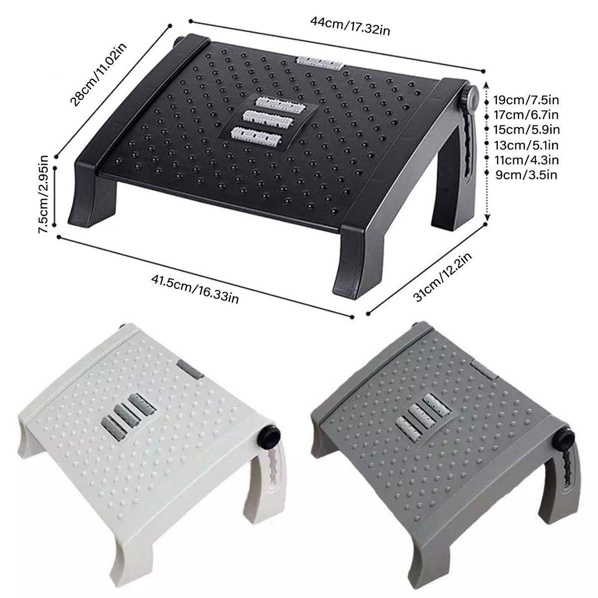 1PC Adjustable Office Foot Rest Pedal Stool Sofa Leg Support for Home or Desk Use - Black